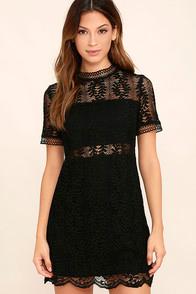 Mink Pink Tell Tale Black Lace Dress