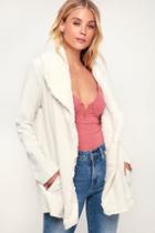 Jack By Bb Dakota Late Nights Ivory Faux Fur Collar Jacket | Lulus