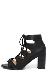 My Delicious City Sights Black Lace-up Heels