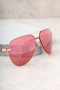 Lulus Miami Heat Gold And Pink Mirrored Aviator Sunglasses