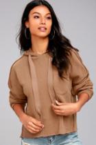 Others Follow | Work It Brown Cropped Hoodie | Size Medium | 100% Cotton | Lulus