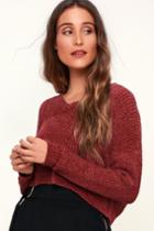 Beah Rust Red Chenille Cropped Sweater | Lulus