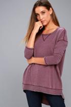 Z Supply The Weekender Washed Plum Purple Sweatshirt | Lulus
