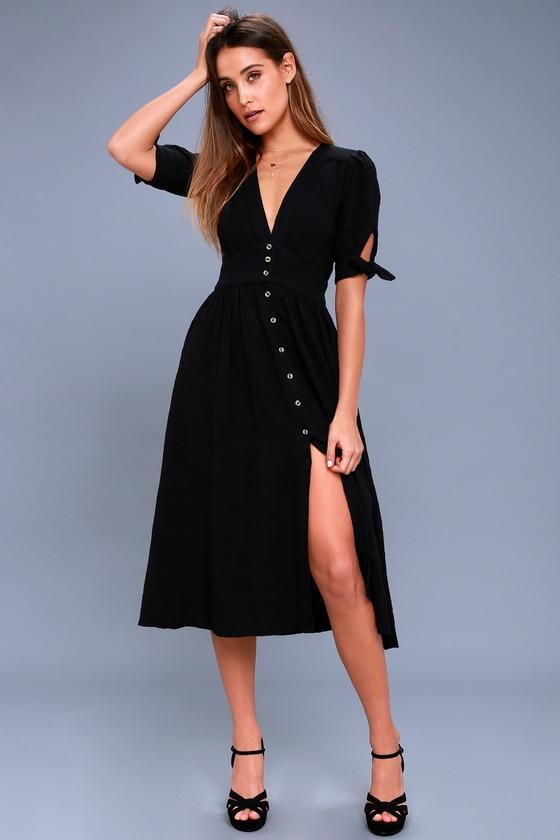 Free People | Love Of My Life Black Midi Dress | Lulus