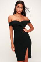 Classic Glam Black Off-the-shoulder Bodycon Dress | Lulus
