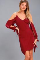 Adelyn Rae | Ameila Red Off-the-shoulder Dress | Size Large | 100% Polyester | Lulus