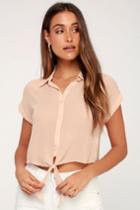 These Days Blush Pink Tie-front Button-up Top | Lulus