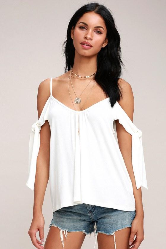 Free People Believe Me White Off-the-shoulder Tee | Lulus