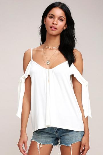 Free People Believe Me White Off-the-shoulder Tee | Lulus
