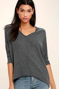 Nulabel In Your Eyes Charcoal Grey Long Sleeve Top