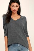 Nulabel In Your Eyes Charcoal Grey Long Sleeve Top
