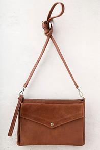 Lulus Set List Tan Suede Leather Clutch