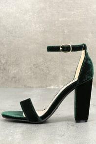 Bamboo Something Sweet Green Velvet Ankle Strap Heels