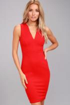 Lulus | Quite Spectacular Red Bodycon Dress | Size Large | 100% Polyester