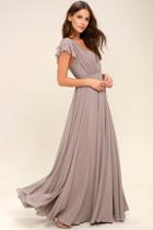 Lulus Falling For You Taupe Maxi Dress