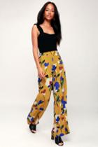 Palladio Mustard Yellow Multi Print Wide-leg Pants | Lulus