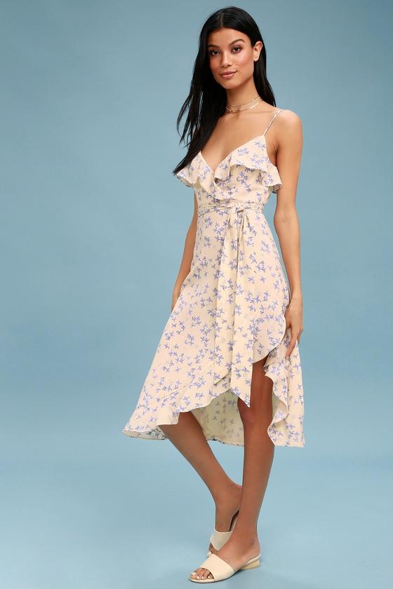 Le Quartier Nude Floral Print Ruffled Midi Dress | Lulus