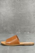 Steve Madden Grace Cognac Leather Slide Sandals