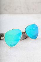 Perverse Bronson Gold And Green Mirrored Aviator Sunglasses