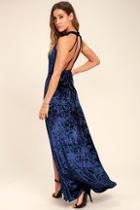 Lulus Sway My Options Navy Blue Velvet Maxi Dress