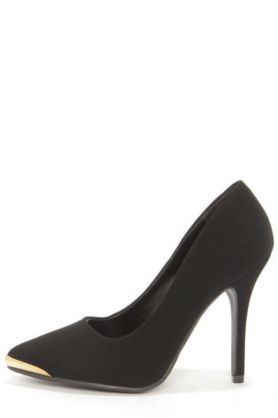 My Delicious Daber Black Nubuck Pointed Pumps