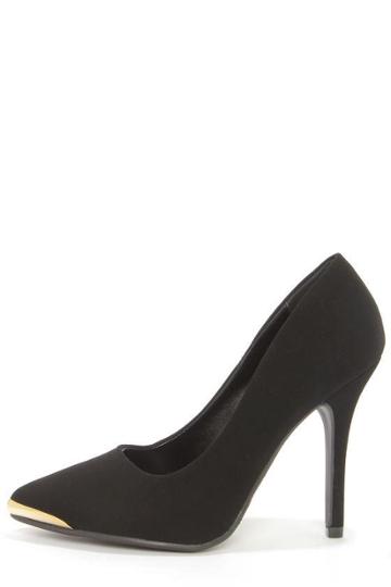 My Delicious Daber Black Nubuck Pointed Pumps