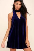 Do & Be | Sweet Song Cobalt Blue Velvet Swing Dress | Size Medium | 100% Polyester | Lulus