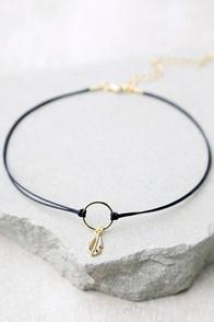 Lulus Zephyr Black And Gold Choker Necklace