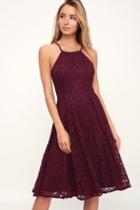 Endlessly Infatuated Plum Purple Lace Midi Dress | Lulus