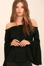 Lulus Fancy Free Black Off-the-shoulder Top