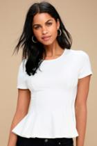 Briana White Short Sleeve Peplum Top | Lulus