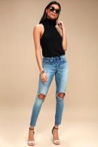 Blank Nyc The Bond Medium Wash Distressed Skinny Jeans | Lulus
