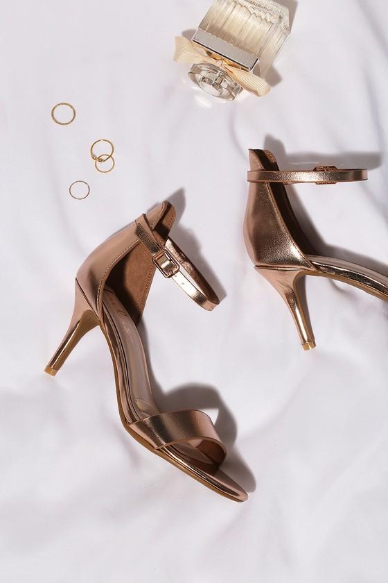 Published Author Rose Gold Ankle Strap Heels | Lulus