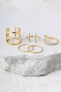 Lulus Best Choice Gold Ring Set