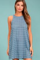 Ppla Off The Grid Denim Blue Print Dress