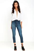 O2 Denim Covert Mission Dark Wash High-waisted Cropped Skinny Jeans