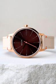 Nixon Kensington Leather Rose Gold And Brown Watch