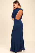 Lulus Up And Coming Navy Blue Backless Maxi Dress