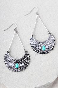 Lulus Imogene Turquoise And Silver Earrings
