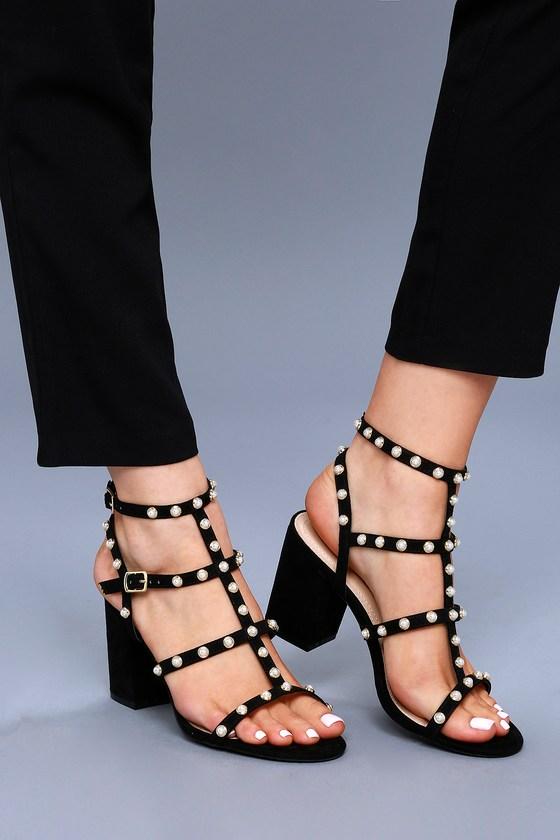 Lulus | Brooklyn Black Pearl Ankle Strap Heels
