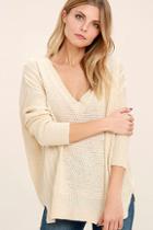 Lush This Town Light Beige Sweater