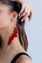 Soul Of A Gypsy Gold And Red Tassel Ear Cuff | Lulus