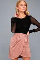 Future Love Blush Pink Suede Wrap Mini Skirt | Lulus