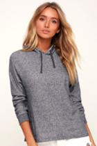 Rvca Leave It Heather Navy Blue Hoodie | Lulus