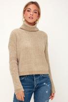 Blank Nyc Francia Beige Chenille Turtleneck Sweater | Lulus