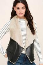 Chaser Easy Mountain Black Suede Sherpa Vest