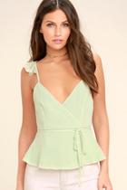Lulus Totally In Love Mint Green Wrap Top