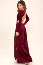 Solemio | Besame Burgundy Velvet Long Sleeve Maxi Dress | Size X-small | Red | Lulus