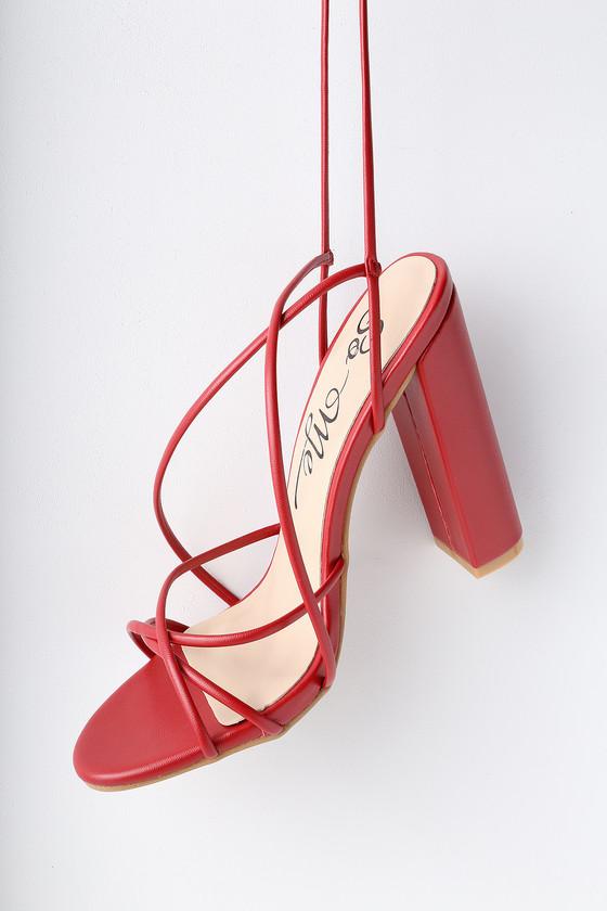 So Me Nene Red Lace-up Heels | Lulus