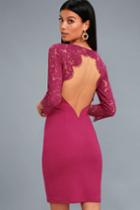 All The Stars Magenta Lace Backless Bodycon Dress | Lulus